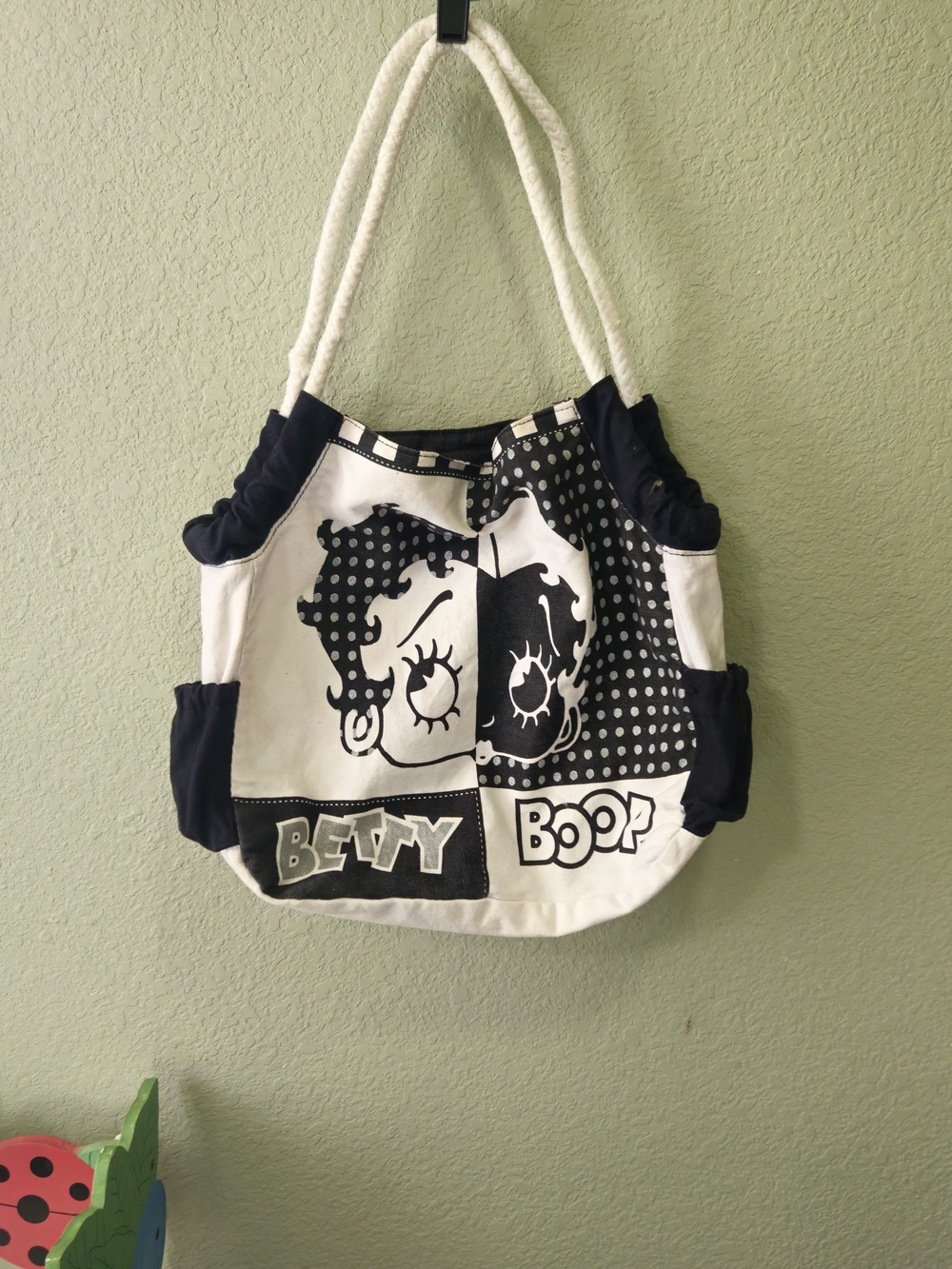 Vintage Betty Boop Black & White Canvas Tote Bag